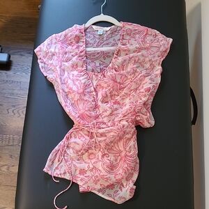 Diane Von Furstenberg Pink Floral Silk Top